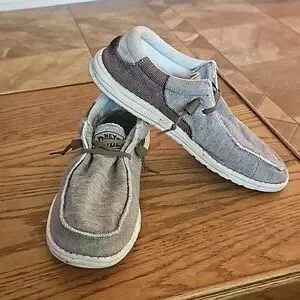 Hey Dude Mens Wally Stitch Slip Ons Size 9 Hey Dude Mens Wally White Break Stitch Casual Shoe - Walmart.com main image 4
